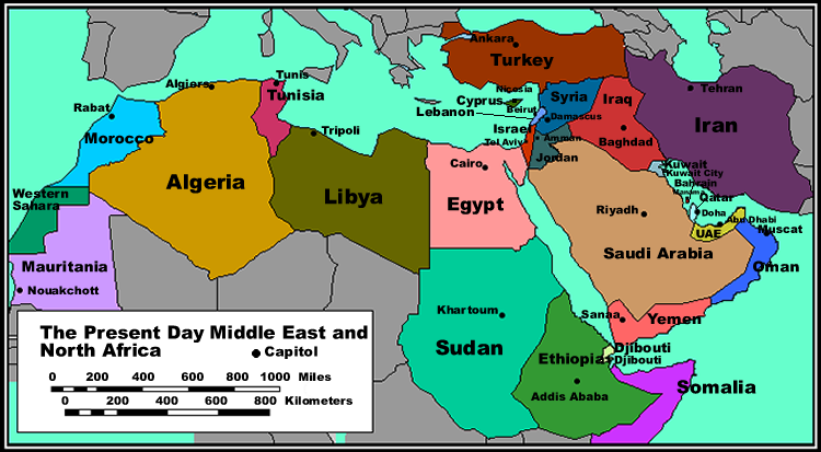 Map Of Middle East And North Africa Map Of Africa